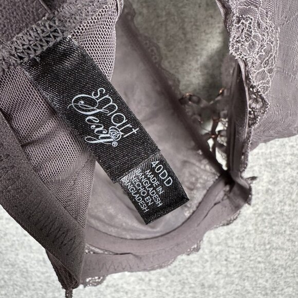 Vintage Smart & Sexy Bra 40DD Lace Underwire Gray Sheer Floral Back Closure - Picture 12 of 16